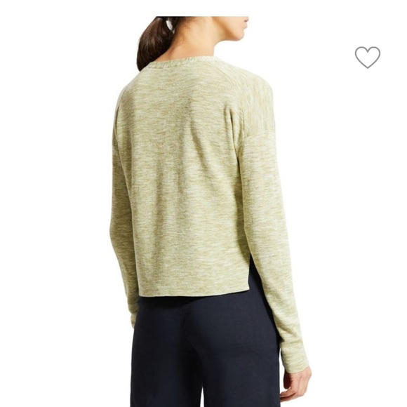 THEORY Hanalee Cropped Green V-Neck Cardigan Sweater Linen Size M - Picture 3 of 9